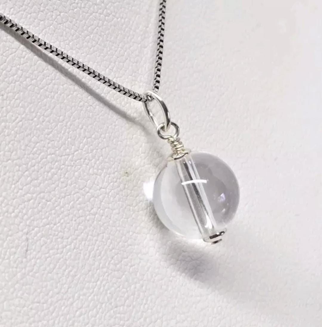 Artisan Pool of Light Rock Quartz Crystal Sterling Silver Modern Pendant Charm