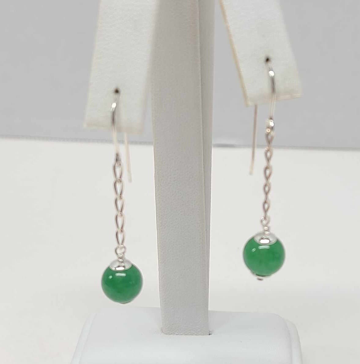 Sterling Silver Green Chrysoprase Dangle Earrings