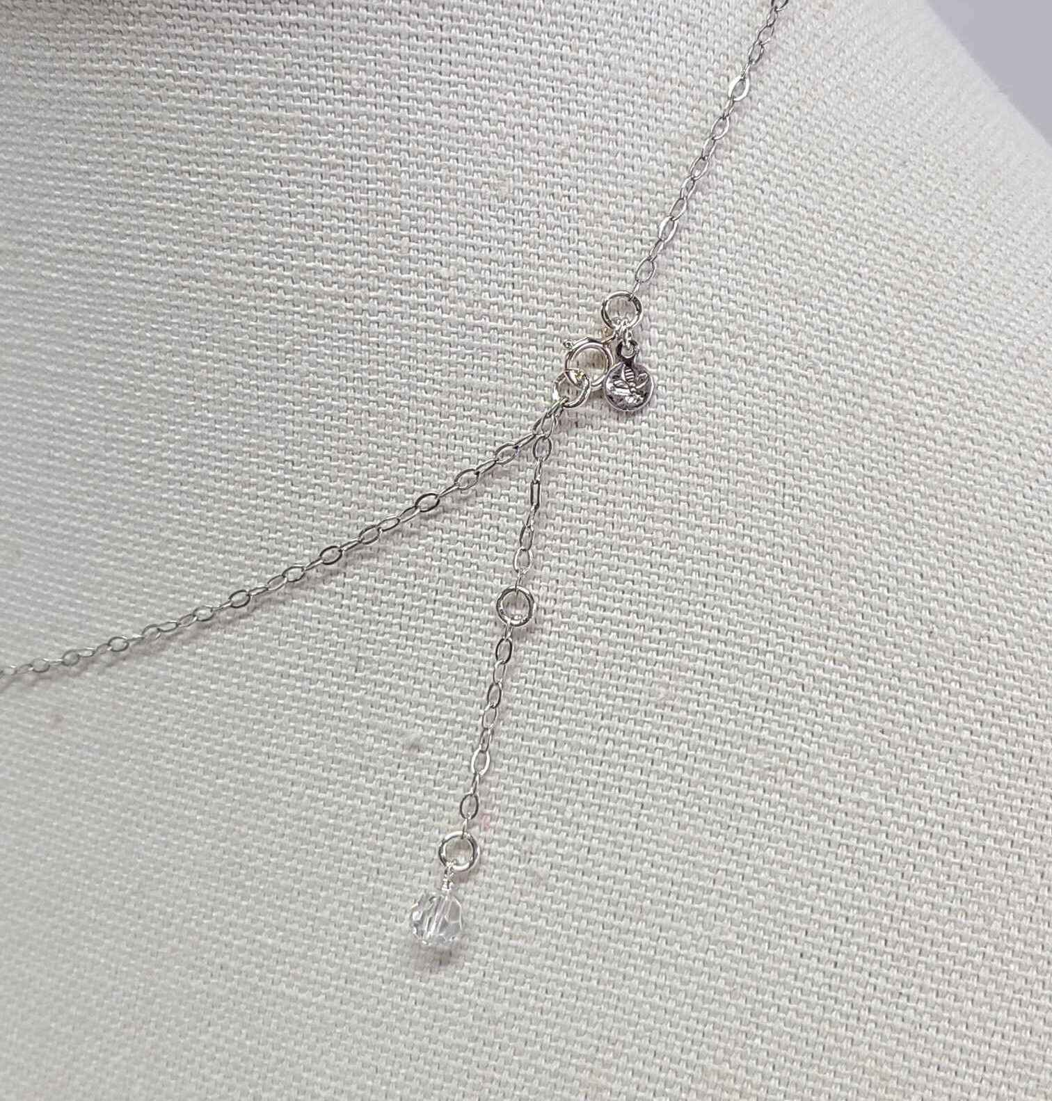 Art Deco Sterling Silver Rock Quartz Crystal Cranberry Garnet Lavalier Pendant Necklace - Thumbnail 7