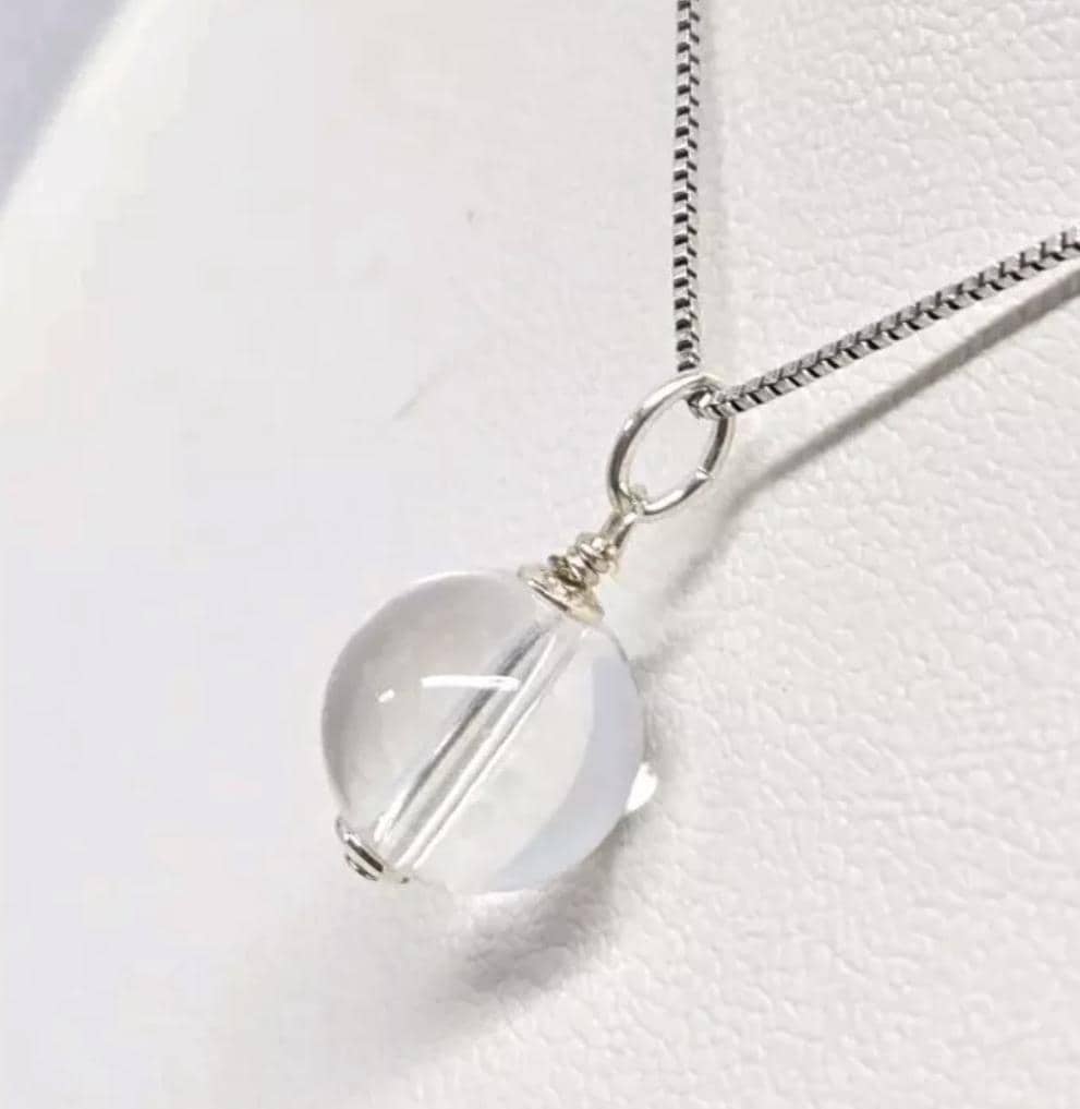 Artisan Pool of Light Rock Quartz Crystal Sterling Silver Modern Pendant Charm - Thumbnail 3
