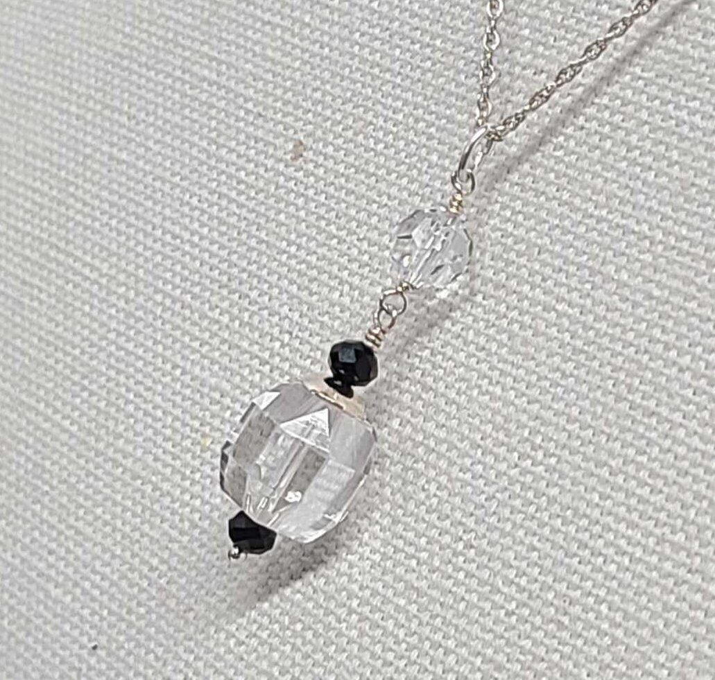 Sterling Silver Deco Era Rock Quartz Crystal Pendant - Thumbnail 3