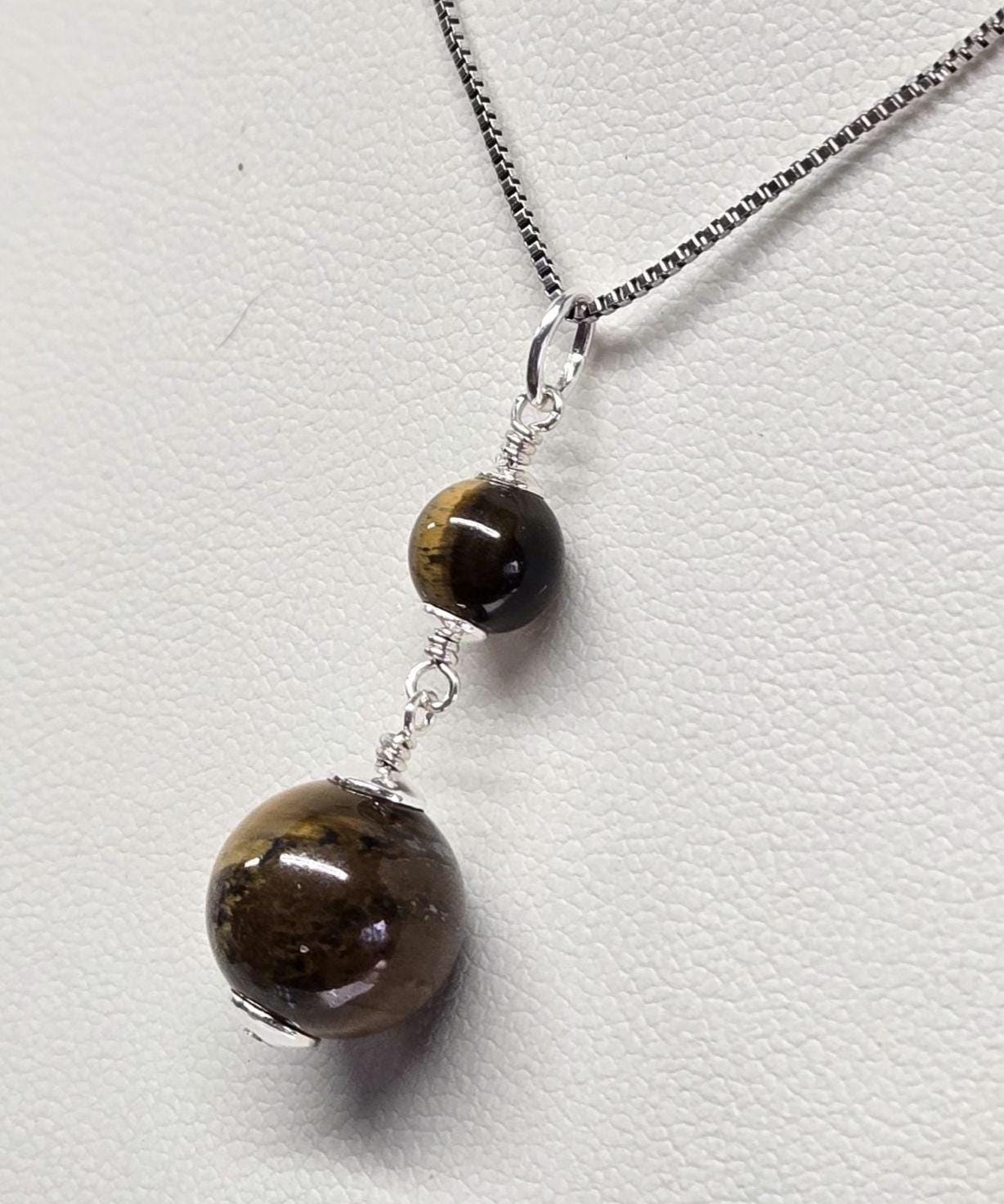 Artisan Tiger's Eye Sterling Silver Modern Lavalier Pendant - Thumbnail 3