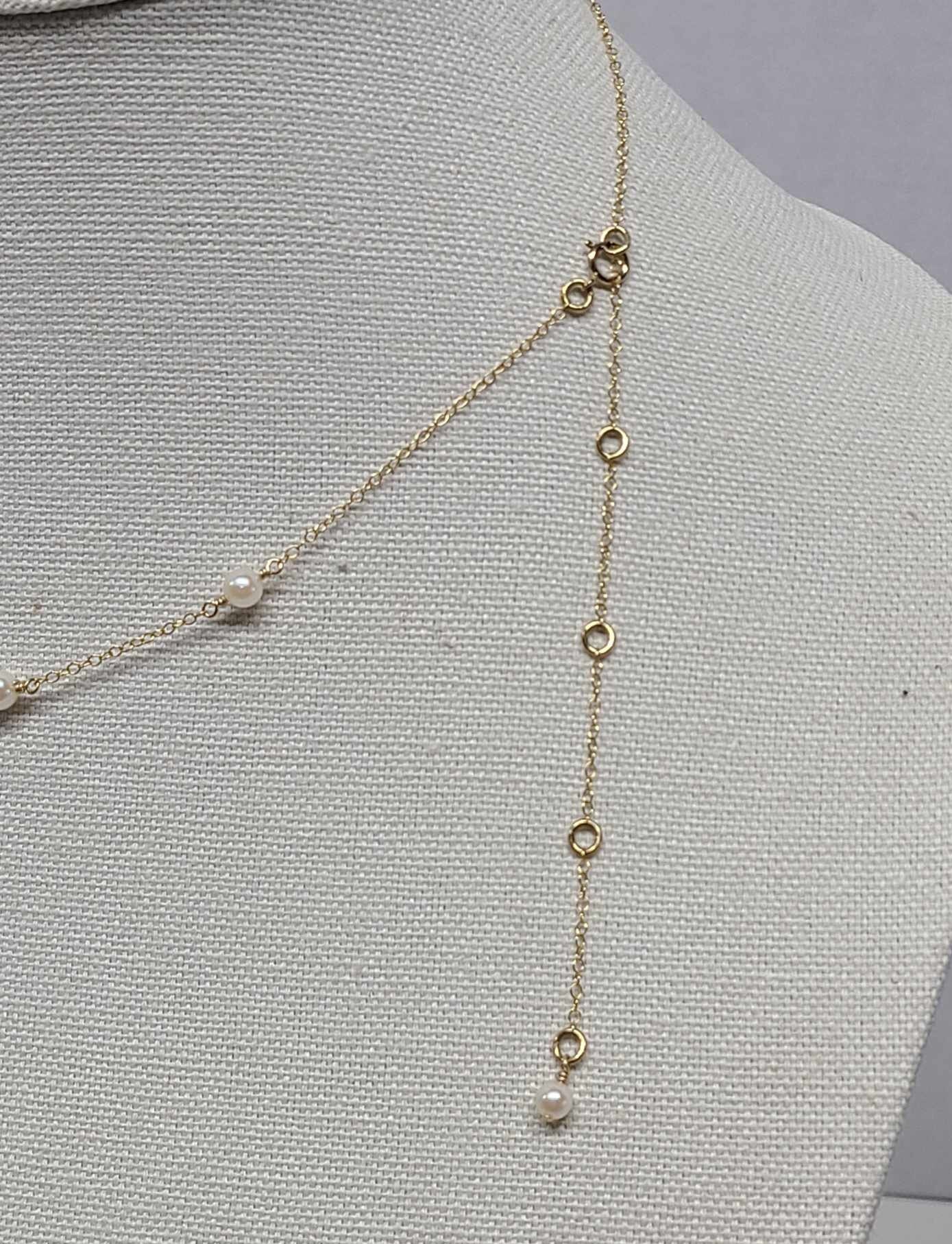 14k GF Baroque and Vintage Akoya Pearl Tassel Necklace - Thumbnail 5