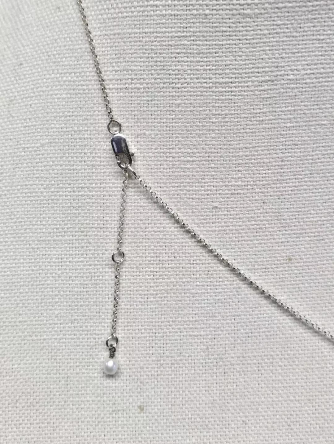 Sterling Silver Pearl Marcasite Cameo Lavalier 'Y' Pendant Necklace - Thumbnail 6