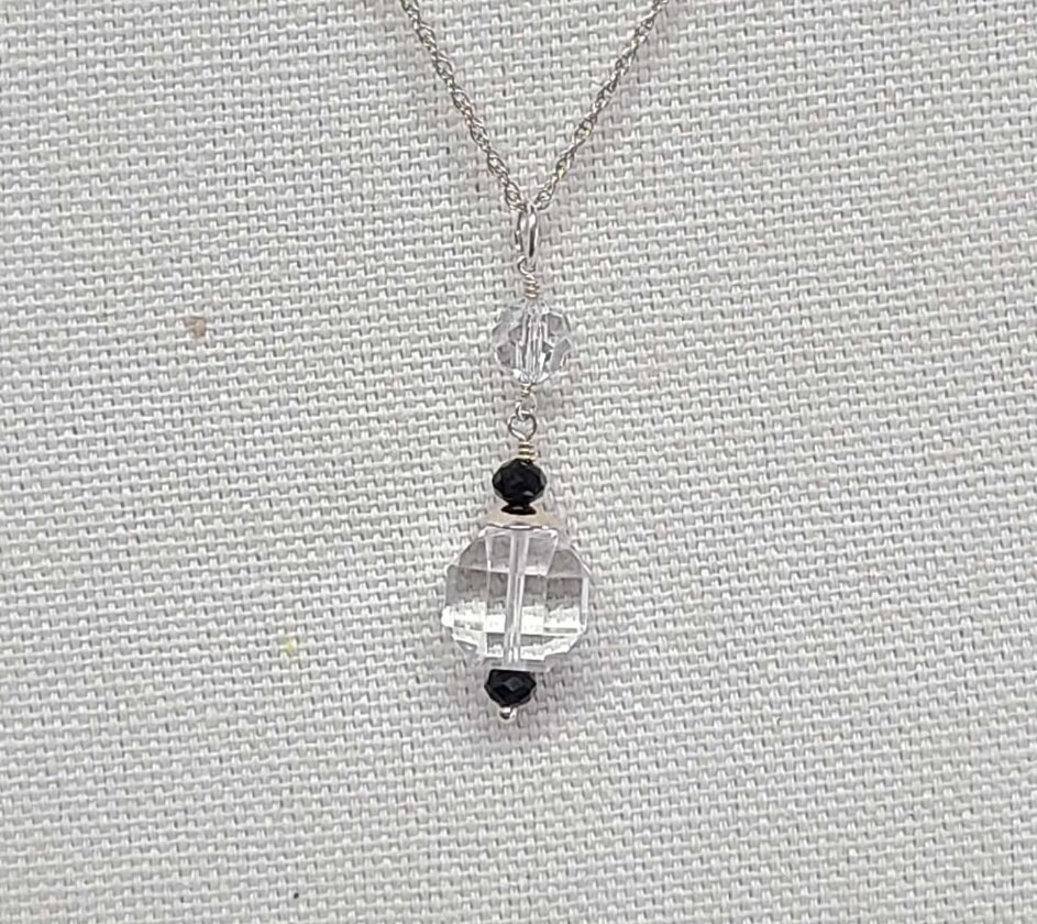 Sterling Silver Deco Era Rock Quartz Crystal Pendant