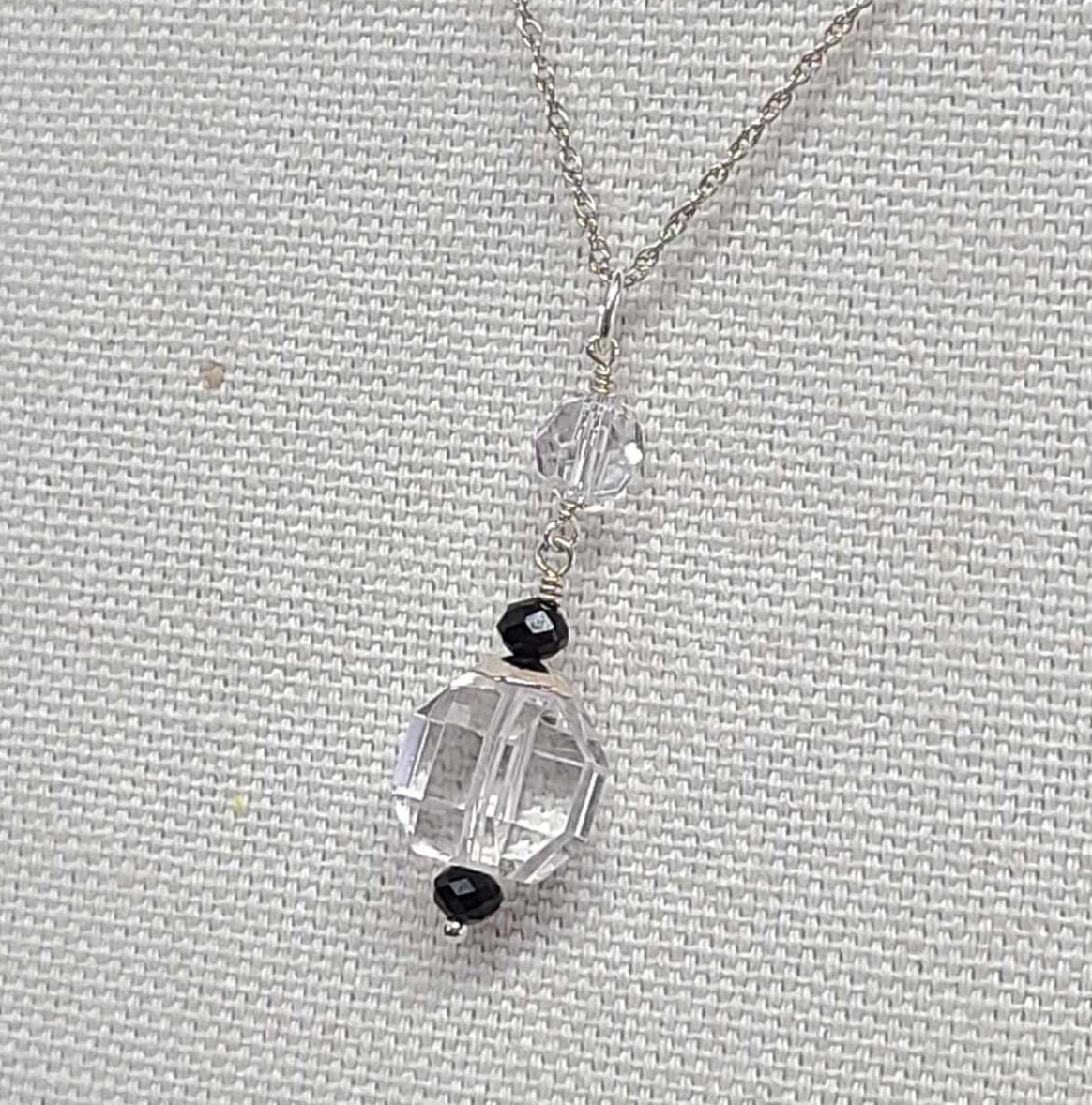 Sterling Silver Deco Era Rock Quartz Crystal Pendant - Thumbnail 2