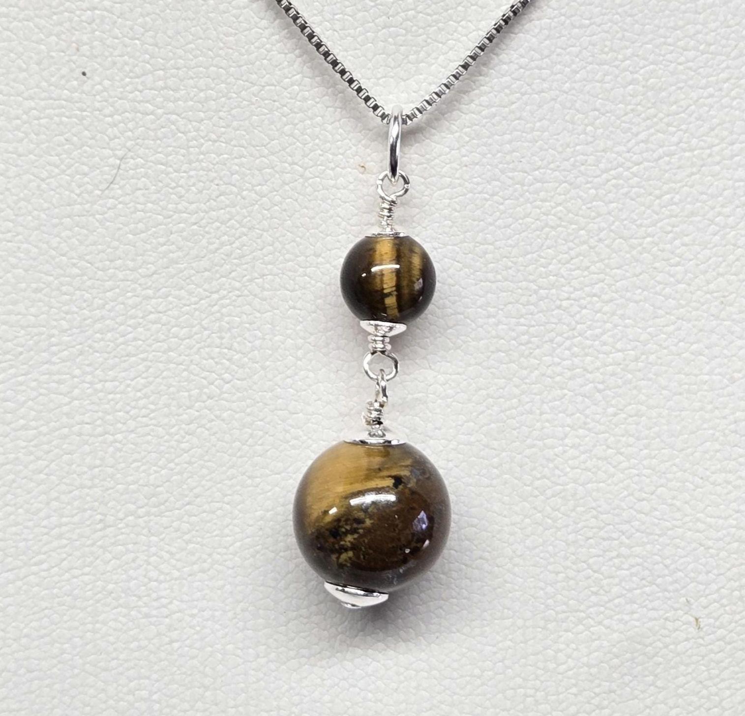 Artisan Tiger's Eye Sterling Silver Modern Lavalier Pendant