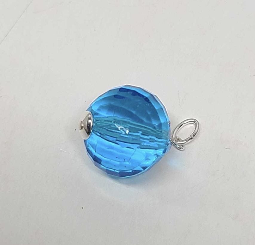 Art Deco Geometric Robins Egg Blue Crystal Pendant