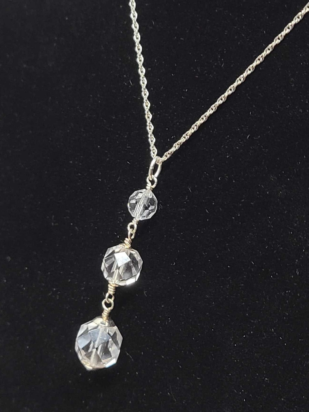 Art Deco Rock Quartz Crystal Sterling Silver Pendant - Thumbnail 2