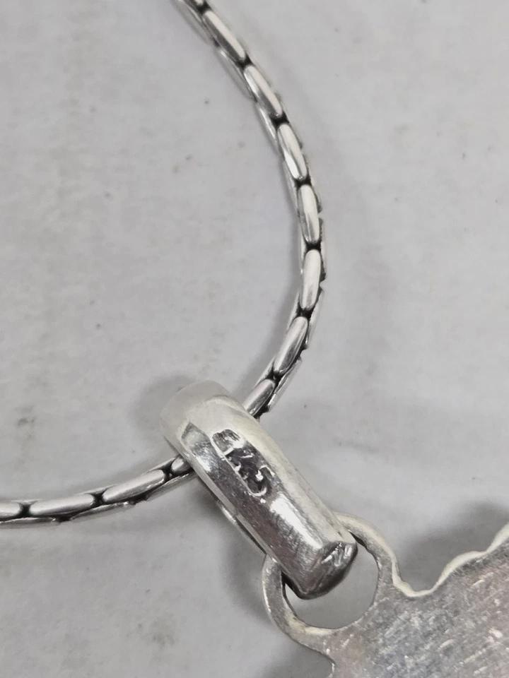 VTG 1990’s 925 Sterling Silver Turquoise Pendant with 20" Cardano Chain Necklace - Thumbnail 5