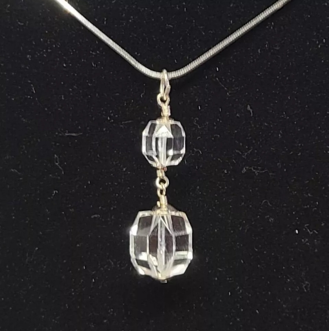 Vintage Rock Quartz Crystal Sterling Silver Pendant