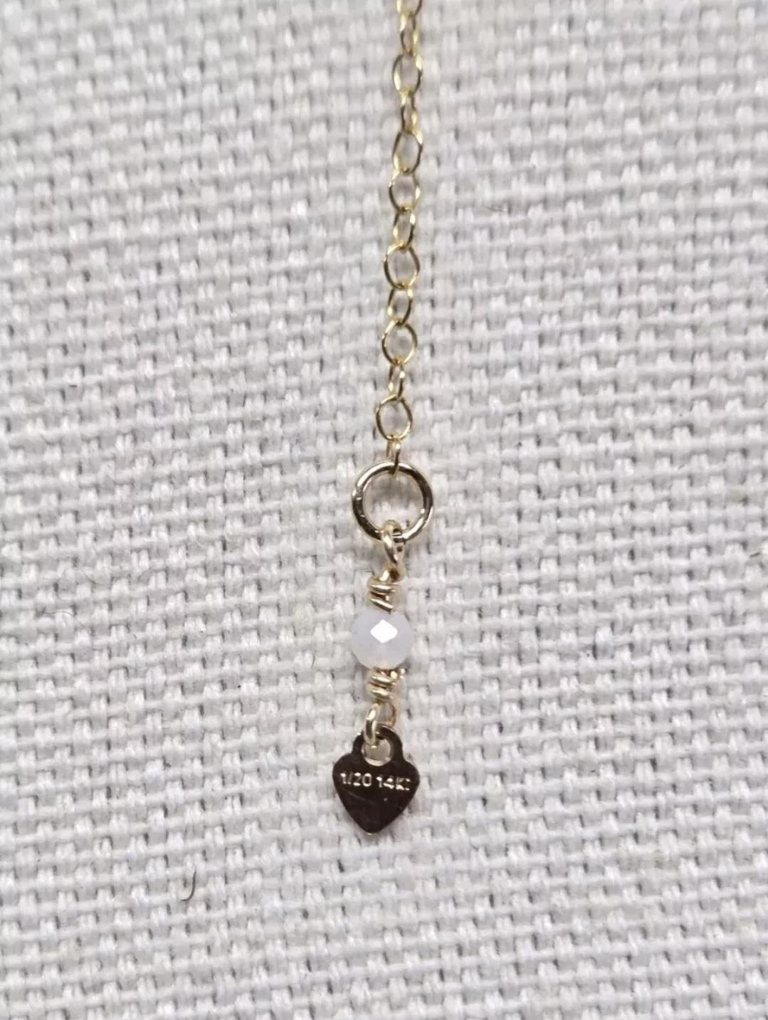 14k GF Turquoise Faceted Moonstone Lavalier 'Y' Pendant Necklace - Thumbnail 5