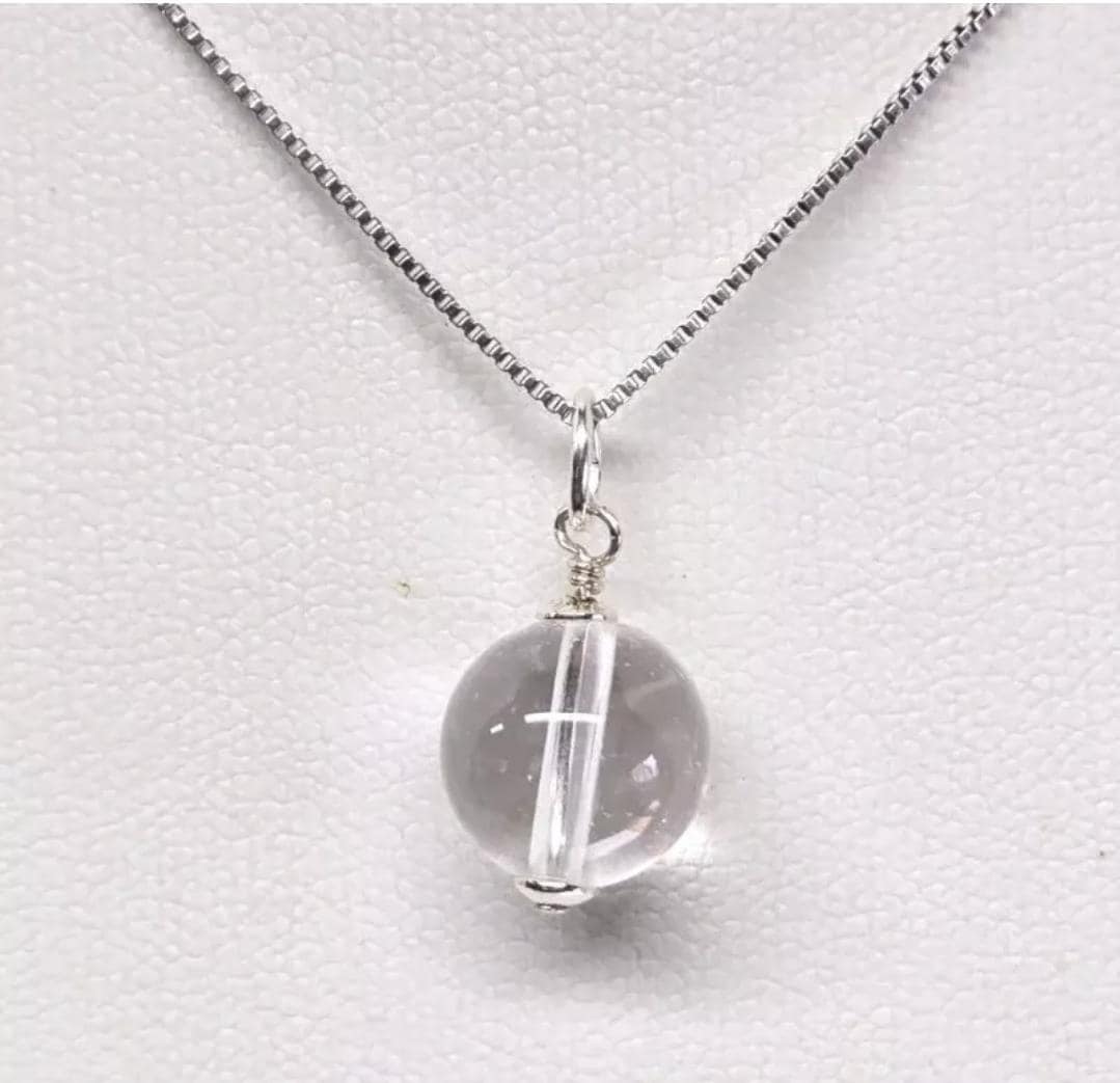 Artisan Pool of Light Rock Quartz Crystal Sterling Silver Modern Pendant Charm - Thumbnail 2
