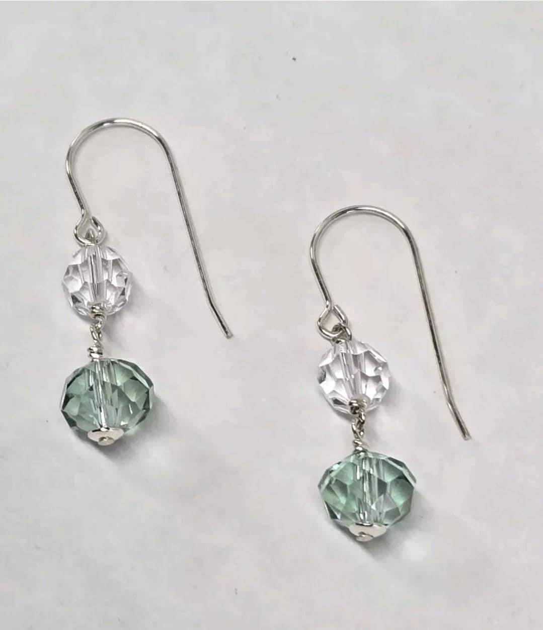 Art Deco Austrian Crystal Dangle Drop Sterling Silver Earrings
