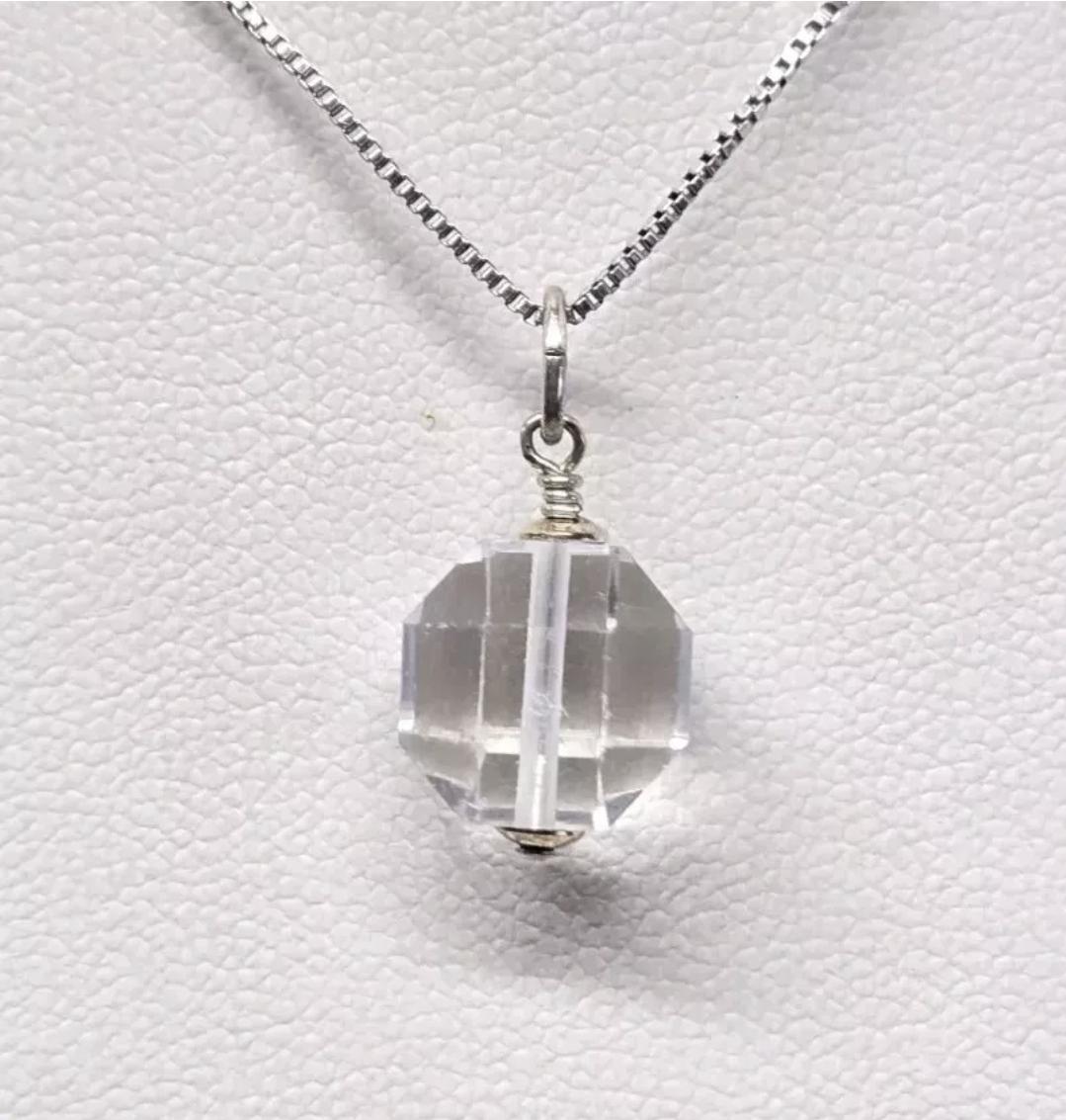 Art Deco Geometric Rock Quartz Crystal Pendant - Thumbnail 2