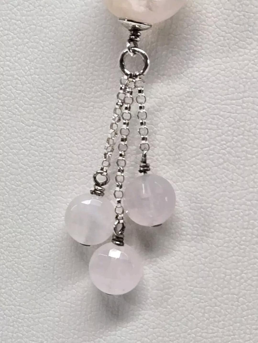 Sterling Silver Rose Quartz Tassel Pendant - Thumbnail 3