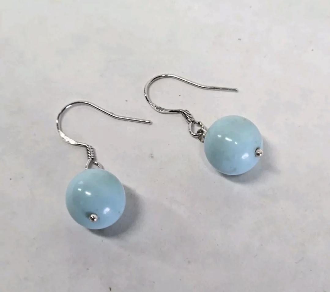 Sterling Silver & Vintage Turquoise Dangle Drop Earrings - Thumbnail 3