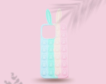Bunny Fidget iPhone Case: Colorful Bubble Bumper, Stress Relief