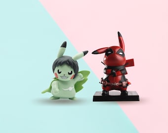 Marvel Action Figures | Pikachu Cosplay Dead Pool or Hulk Figure | Marvel Character Collection Birthday Gifts 4" PVC