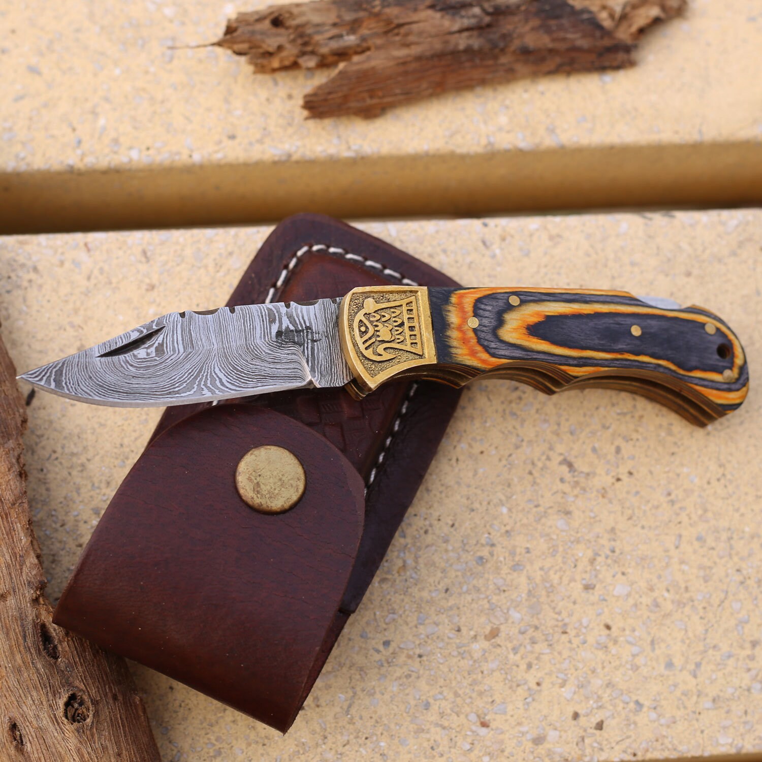 Damascus Pocket Folding Knife Custom Pocket Fold Knife Etsy