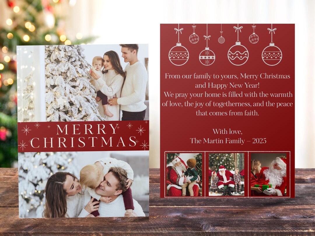 Modern Family Christmas Photo Card | Editable Canva Template (digital ...