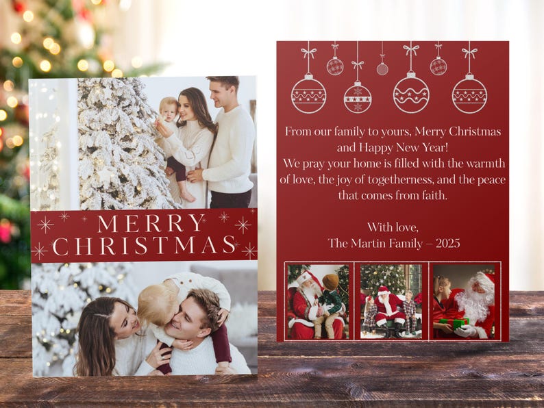Modern Family Christmas Photo Card | Editable Canva Template (digital ...
