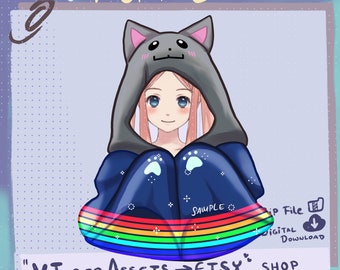 nyan cat blue grey Blanket for Vtube Stream Twitch Youtube | PNGtuber | Vtuber | Emote for Stream | Streamer | cats | Asset