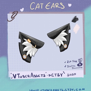 Perforación de orejas de gato para Vtuber Stream Twitch Youtube / PNGtuber / Vtuber / Emote para Stream / Streamer / lindo / Activo