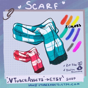 Kawaii Scarf for Vtube Stream Twitch Youtube | PNGtuber | Vtuber | Emote for Stream | Streamer | Pastel | Asset