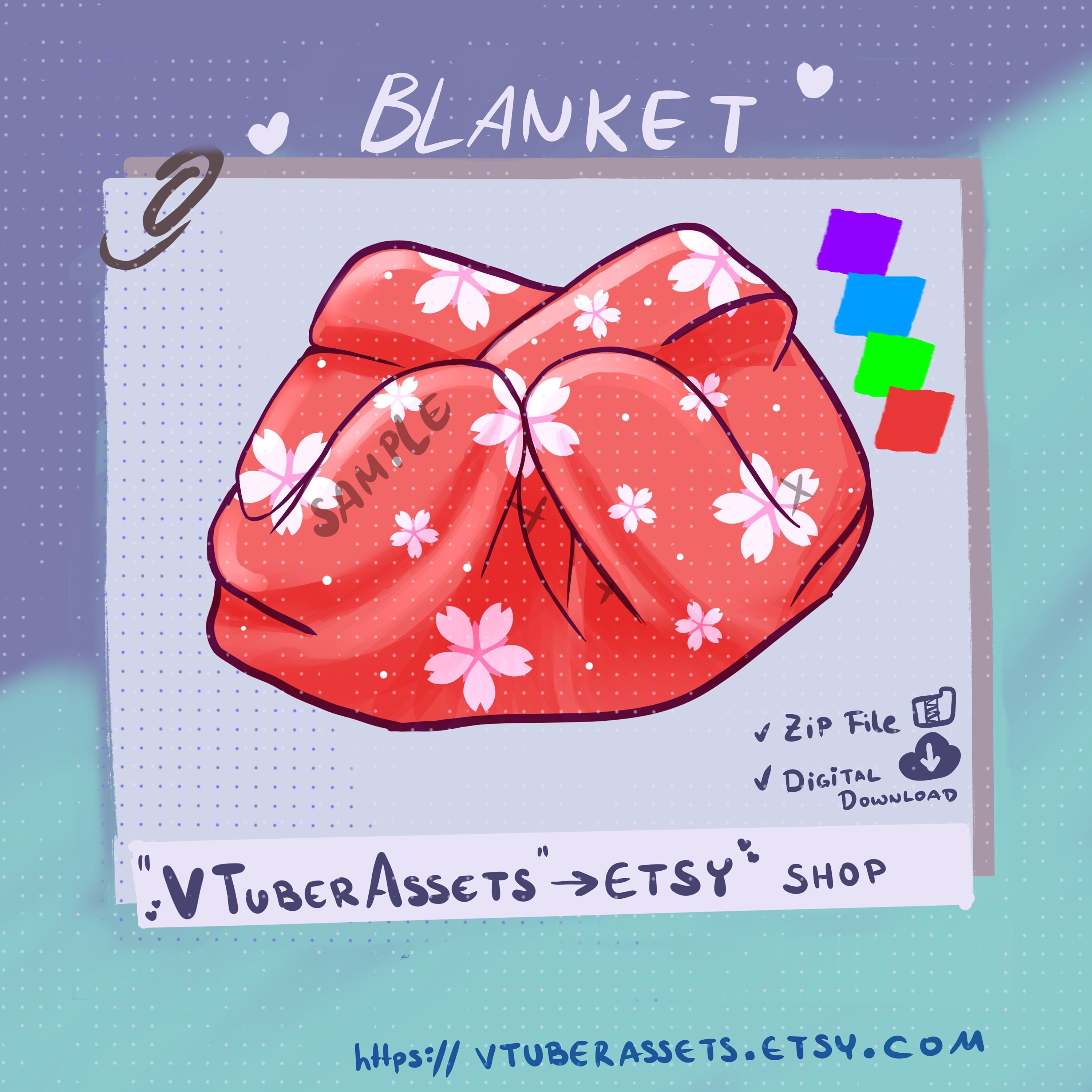Sakura Blanket for Vtube Stream Twitch Youtube | PNGtuber | Vtuber | Emote for Stream | Streamer | Discord | Vtuber | OBS | Chat  | GIFtuber