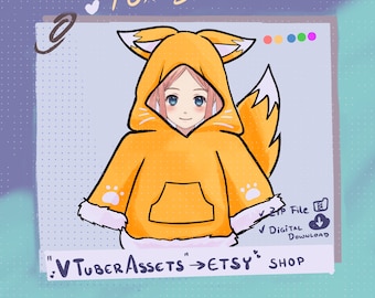 Fox Orange Blanket Shirt Hoodie for Vtube Stream 5 colors Twitch Youtube | PNGtuber | Vtuber | Emote for Stream | Streamer | cats | Asset