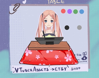 Sakura cozy Table kotatsu Tablet for Vtube Stream Twitch Youtube | PNGtuber | Vtuber | Streamer | Asset