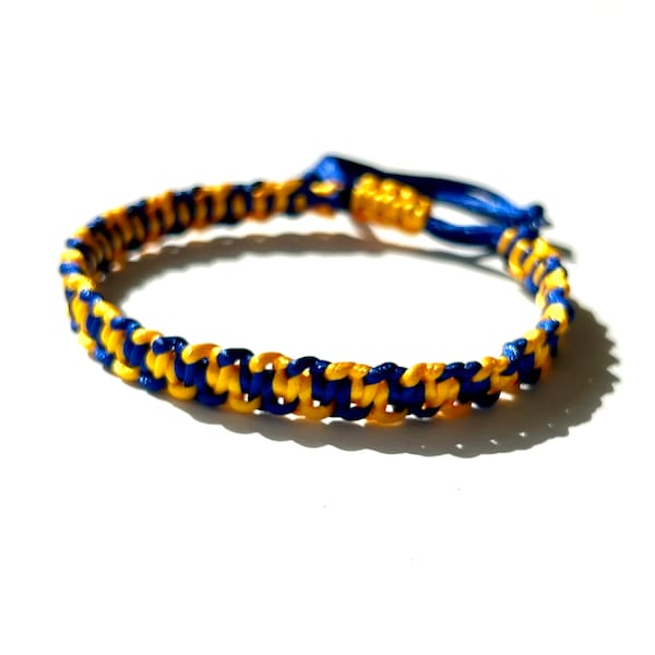 Blue and yellow bracelet, colors of the Ukrainian flag bracelet, Handmade bracelet with adjustable cord