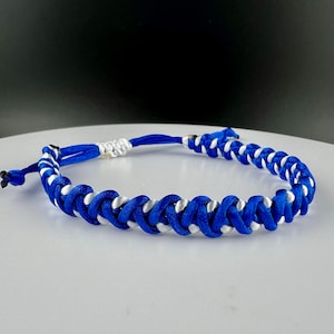 Elegant stand with Israel thin cord blue and white bracelet, Israel solidarity bracelet, Israel flag colors, royal blue and white bangle