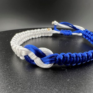Israel solidarity bracelet, Israel flag colors, thin cord bracelet with a celtic knot, royal blue and white bangle, Stand with Israel
