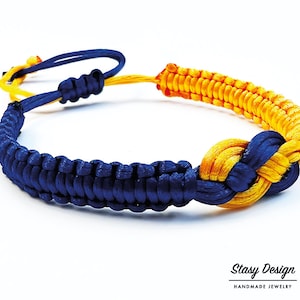 Stand with Ukraine Bracelet, Blue and yellow bracelet, colors of the Ukrainian flag bracelet, Handmade bracelet with adjustable cord