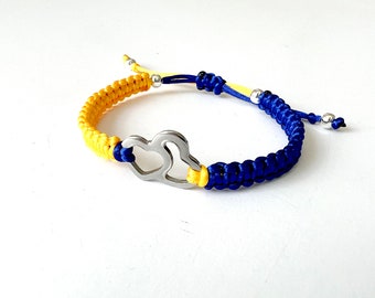 Macrame Ukrainian Flag Bracelet with Heart Pendant