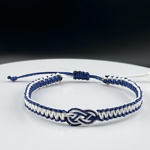 Israel solidarity bracelet, Israel flag color bracelet, thin polyester cord bracelet with celtic knot, blue white bangle, Stand with Israel