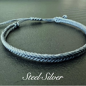 Handmade Macrame bracelet for men | Father&#39;s Day gift idea | Surf Waterproof bracelet | Bracelet color - Steel Silver