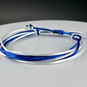 Thin cord blue and white bracelet, Israel solidarity bracelet, Israel flag colors bracelet, royal blue and white bangle, Stand with Israel