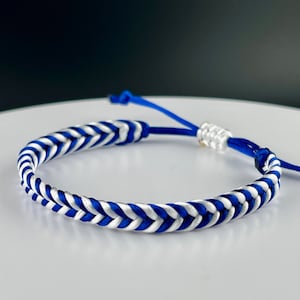 Cord braided blue and white bracelet, Israel solidarity bracelet, Israel flag colors, royal blue and white bangle, Stand with Israel