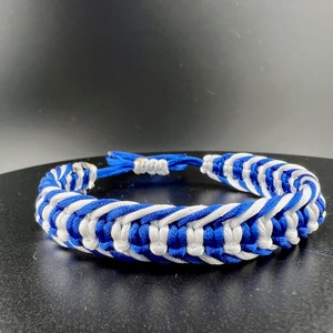 Thin cord blue and white bracelet, Israel solidarity bracelet, Israel flag colors, royal blue and white bangle, Stand with Israel