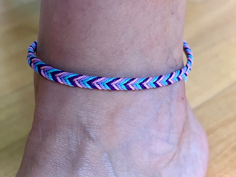 Lilac / Violet / Blue / Pink Braid Beach Waterproof Anklet, Wax Cord ...