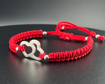 Pulsera de la amistad de macramé con dije de corazón / Cordón ajustable