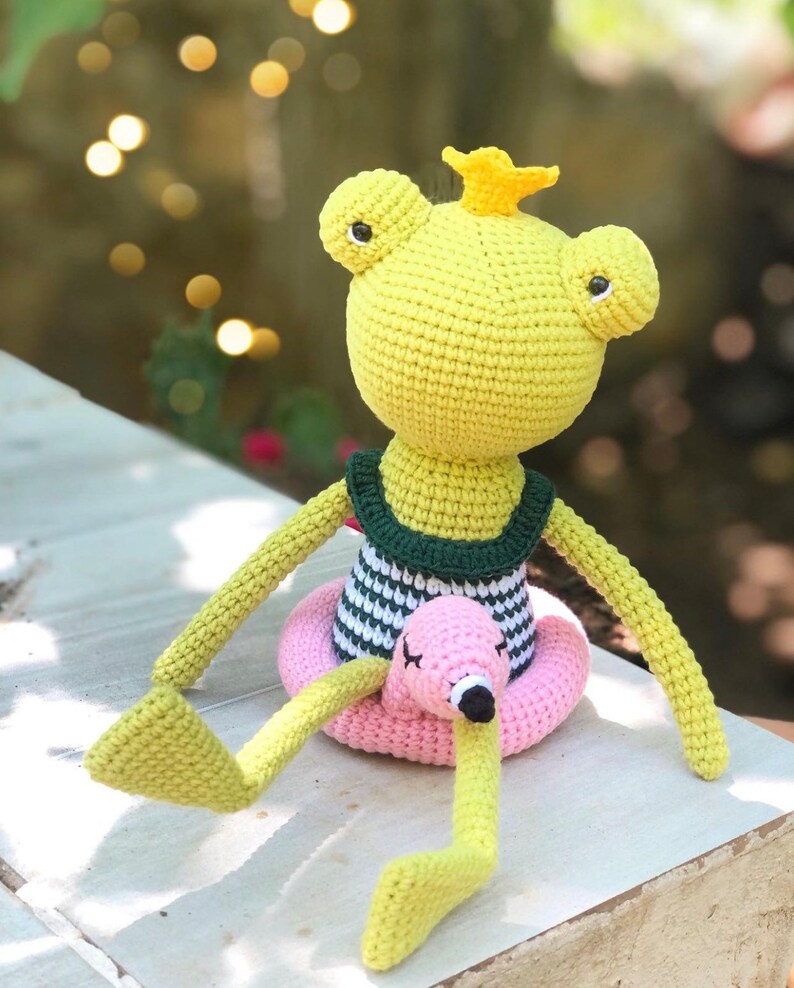 The Frog Prince Doll, Handmade Toy, Cuddle Doll, Crochet Frog Prince, Amigurumi Plush, Crochet Animal, Montessori, Soft Toy, Gift for Kids AllSetExpressShiping