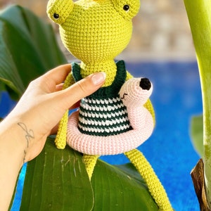 The Frog Prince Doll, Handmade Toy, Cuddle Doll, Crochet Frog Prince, Amigurumi Plush, Crochet Animal, Montessori, Soft Toy, Gift for Kids image 5