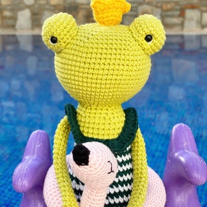 The Frog Prince Doll, Handmade Toy, Cuddle Doll, Crochet Frog Prince, Amigurumi Plush, Crochet Animal, Montessori, Soft Toy, Gift for Kids image 9