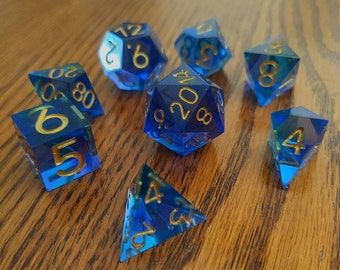 Arcane Focus, blue purple resin dice set, dice for dungeons and dragons, and any other RPG