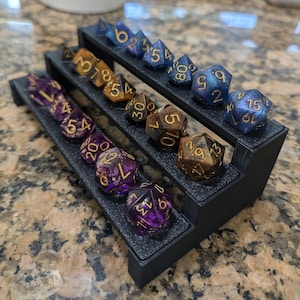 3-Tier Black Dice Display Stand: RPG Dice Holder