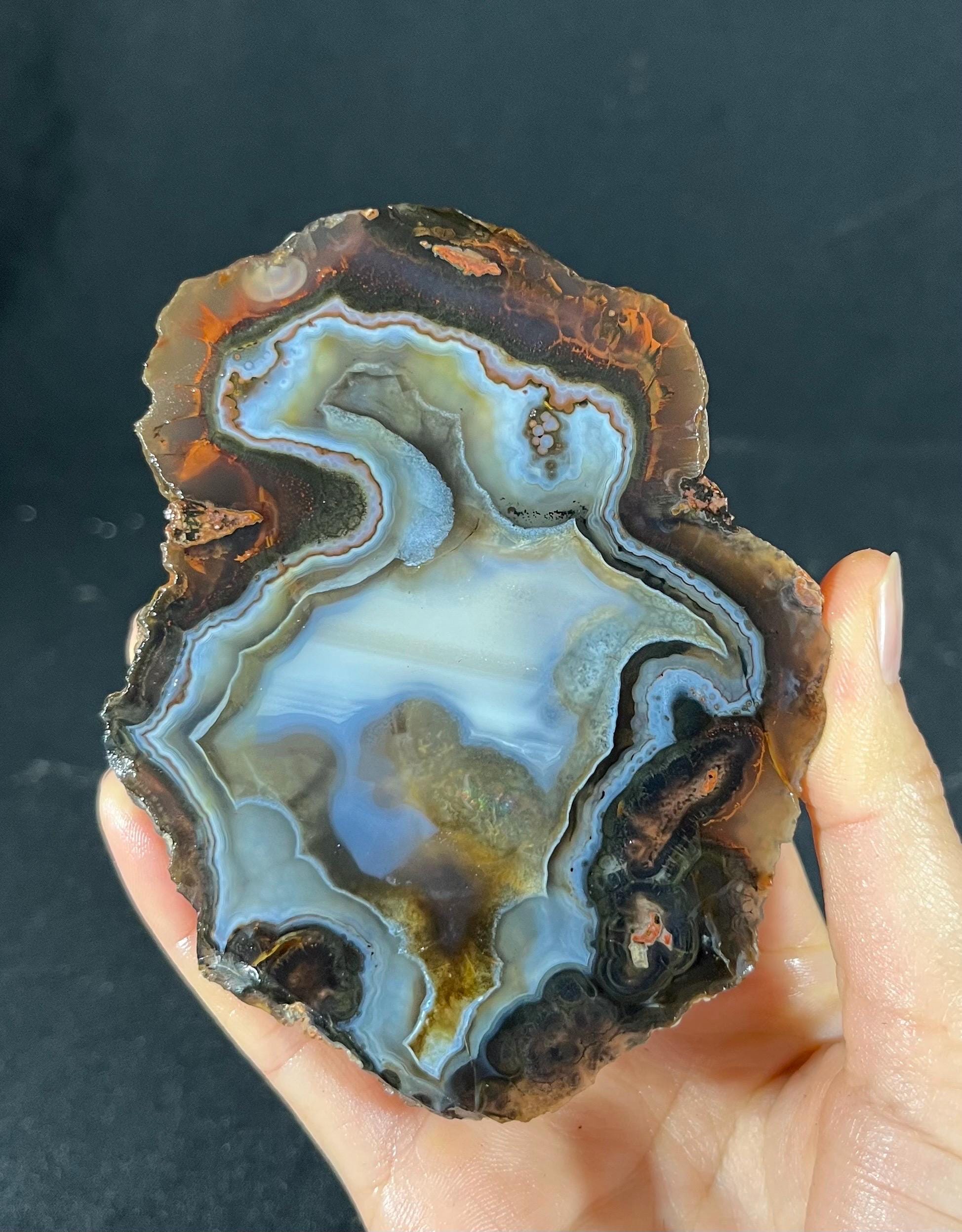 Waterline Agate Core: Rare Banded Geode Slice From Turkey - Etsy